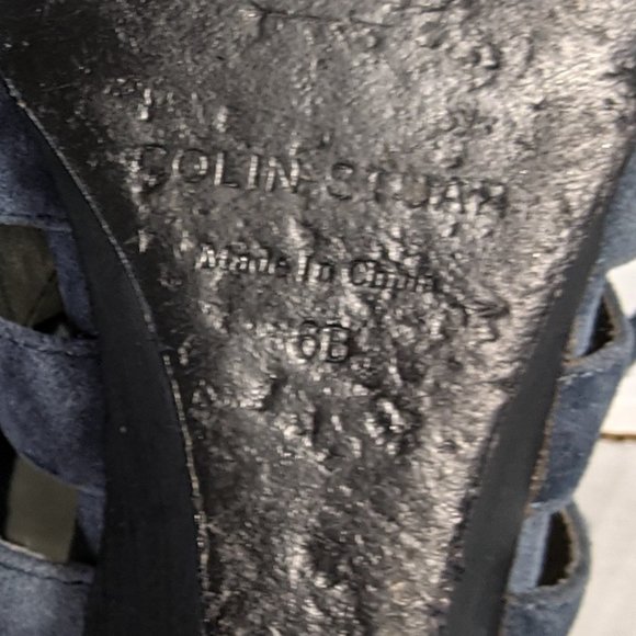 Colin Stuart size 6 Blue Suede Gladiator Sandals Shoes Flat lace up GUC! - Picture 6 of 8